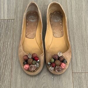 Anthropologie, Lucky Penny embellished leather flats